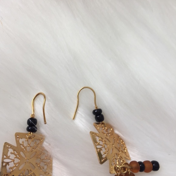18K GOLD FILLED Chandelier Earrings- CROSS DESIGN WITH STONES. - Picture 4 of 4
